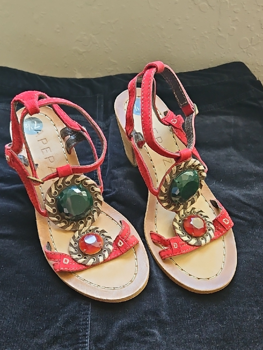 Anthropologie Apepazza Jeweled Heeled Sandal Size 7.5, Made In INDIA